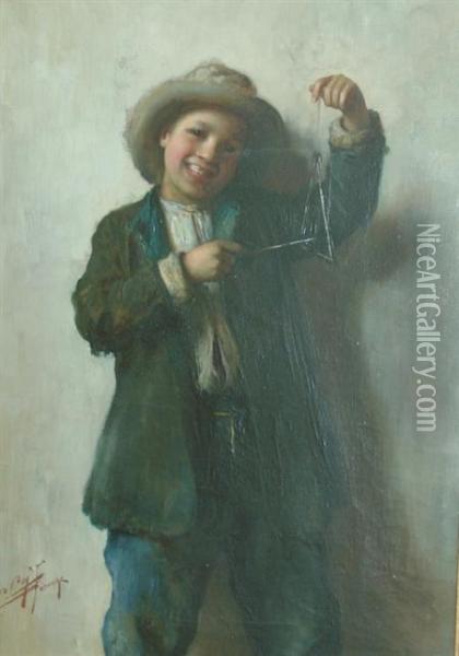 Street Musician Oil Painting - Cipriano Cei