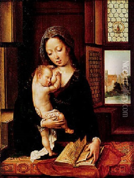 Virgin And Child With A Prayer Book Oil Painting - Bernaert (Barend) van Orley