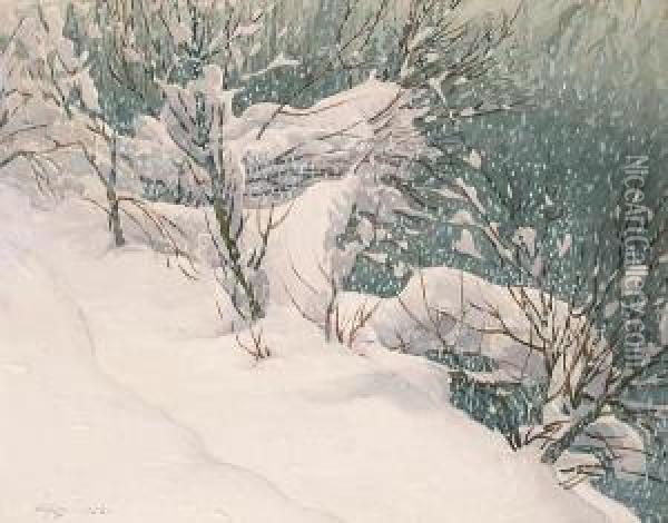 Christmas In Yosemite Oil Painting - Gunnar M. Widforss