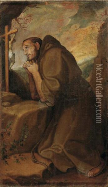 San Francesco In Preghiera Oil Painting - Girolamo Muziano