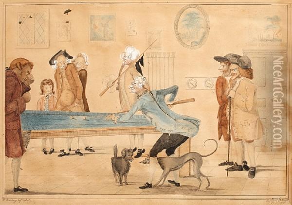 Gentleman Playing Billiards Oil Painting - Henry Edward, Sir Bunbury