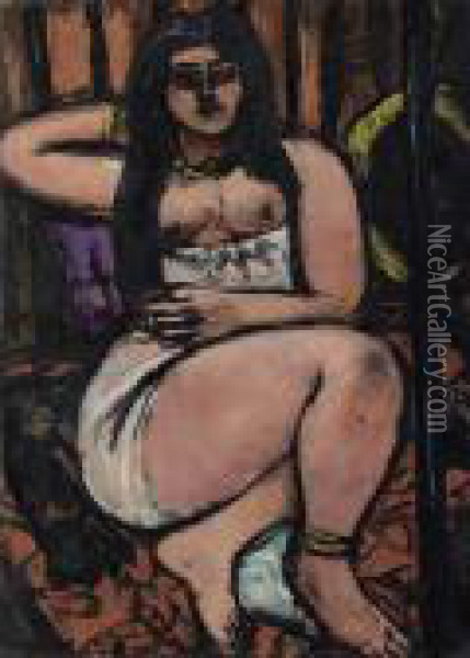 Liegender Akt In Starker Verkurzung (reclining Nude Sharply Foreshortened) Oil Painting - Max Beckmann