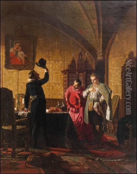 Grigory Otrepiev In Front Of The Polish King Sigismund Oil Painting - Karl Bogdanovich Venig
