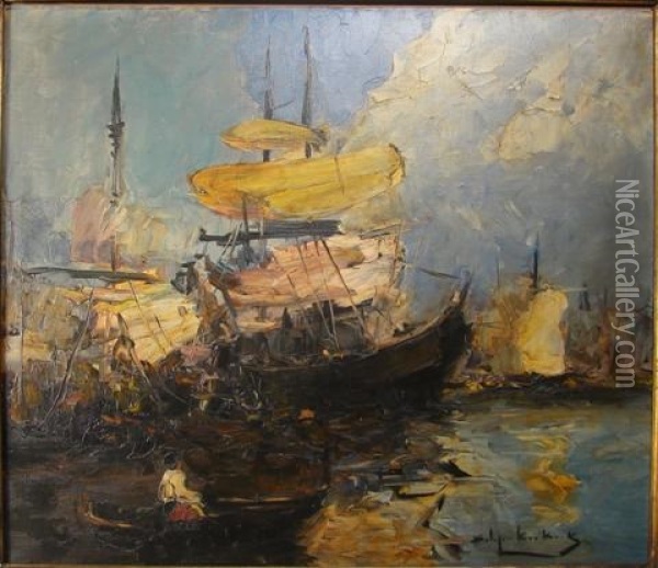 Harbour Scene Oil Painting - Stephen Robert Koekkoek