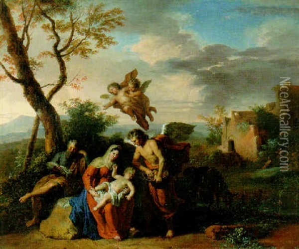 The Rest On The Flight Into Egypt Oil Painting - Gerard Hoet the Elder