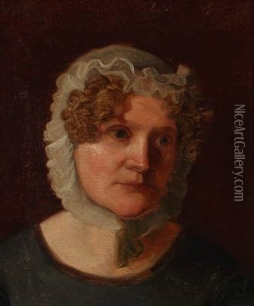 Portrait Of The Artist's Wife Henriette Hansen Nee Lie Oil Painting - Hans Hansen
