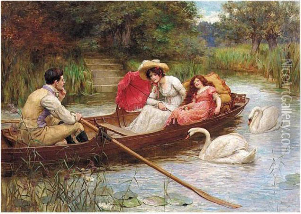 Summer Pleasure On The River Oil Painting - Georges Sheridan Knowles