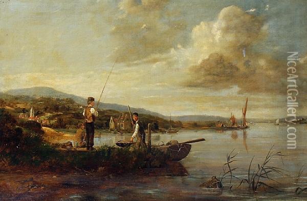 Dutch River Scene Oil Painting - Johannes Hermann Barend Koekkoek