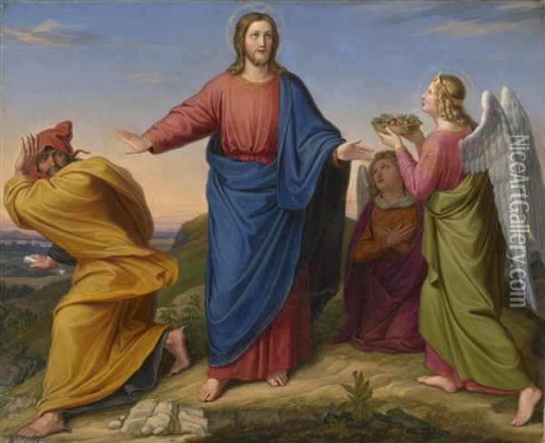 Die Versuchung Christi Oil Painting - Johann Baptist Mueller