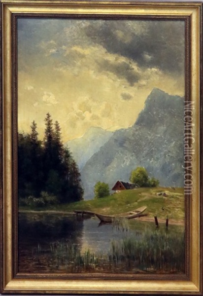 Sommerliches Seeufer, Wohl Im Riesengebirge Oil Painting - Eduard Emil August Leonhardi