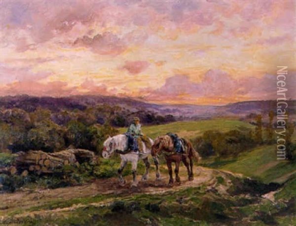Reizigers Op Een Landweg Oil Painting - Clement (Charles-Henri) Quinton