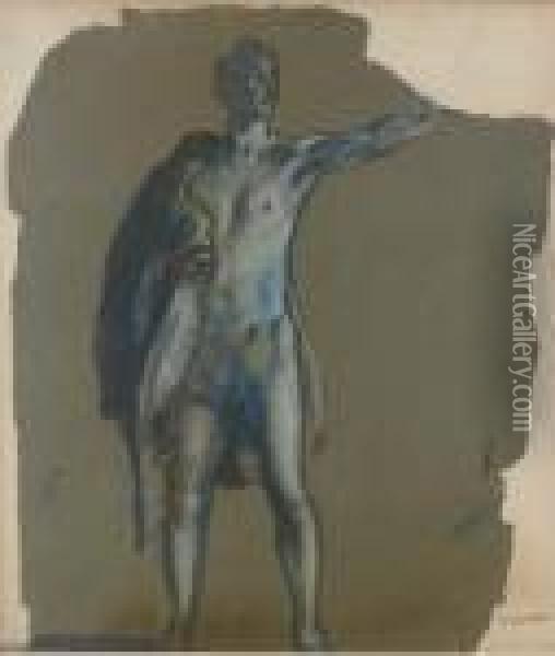 A Male Nude Oil Painting - Arthur Bowen Davies