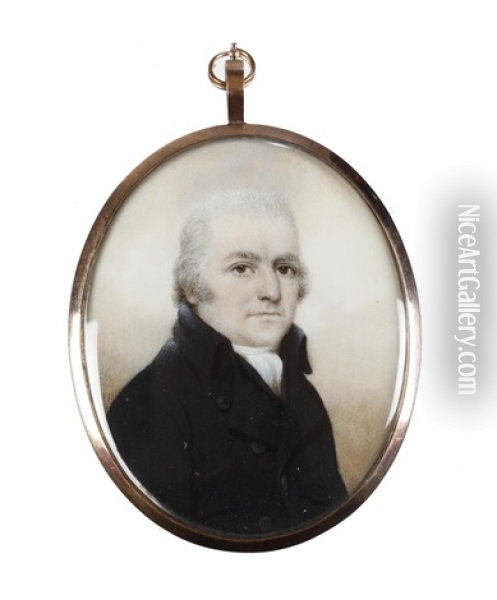 Reverend Richard William Yates (1762-1805), Wearing Black Coat, White Stock And Cravat Oil Painting - Nathaniel Plimer
