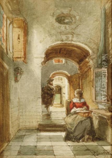 By The Window Oil Painting - Johannes Anthonie Balthasar Stroebel