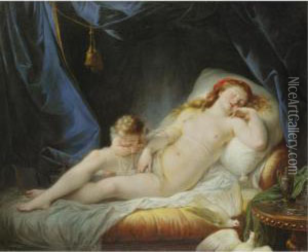 Sleeping Venus Oil Painting - Jean-Baptiste Regnault