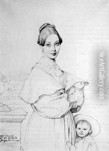 Madame Victor Baltard, born Adeline Lequeux, and her daughter, Paule Oil Painting - Jean Auguste Dominique Ingres