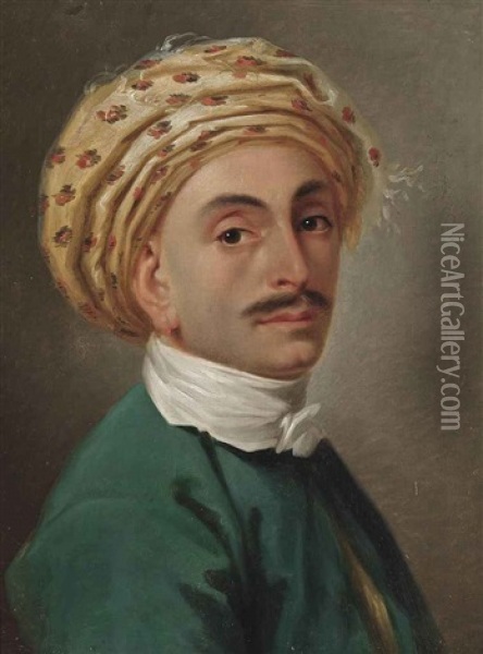 Portrait Of A Gentleman In A Turkish Headdress Oil Painting - Jean Etienne Liotard