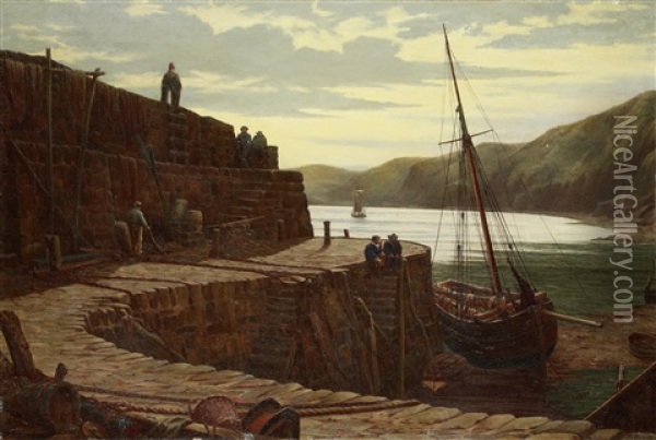 At The Quayside Oil Painting - Thomas Barrett