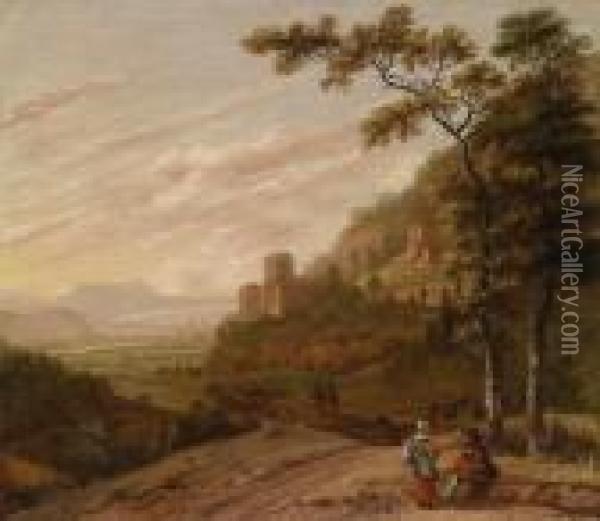 Peasants In A Southern Landscape Oil Painting - Jan Gabrielsz. Sonje
