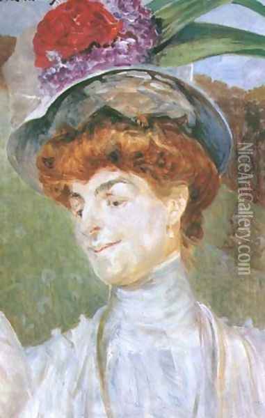 Portrait of a Lady in a Hat Oil Painting - Jacek Malczewski