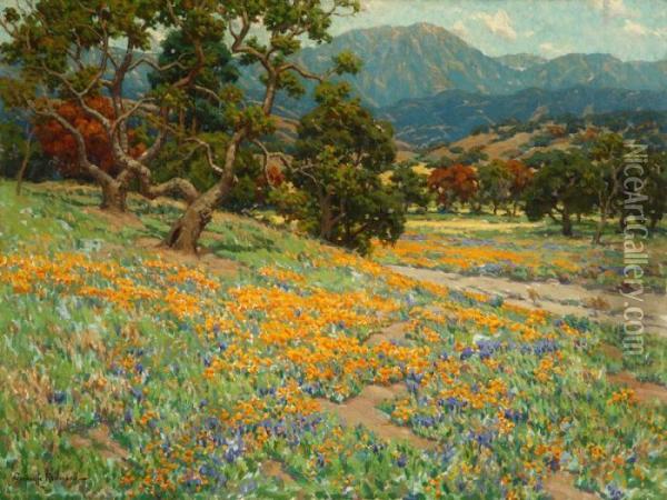California Landscape With Oaks Oil Painting - Granville Redmond