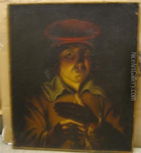 Portrait In Candlelight Oil Painting - Petrus van Schendel