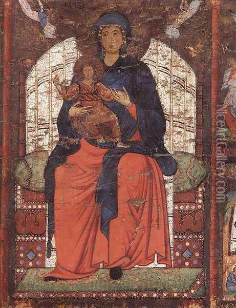 Virgin and Child Enthroned with Scenes from the Life of the Virgin (detail) 1270-75 Oil Painting - Italian Unknown Masters