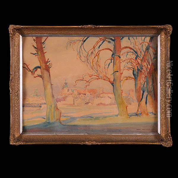 Widok Na Wawel, 1918 R. Oil Painting - Henryk Uziemblo