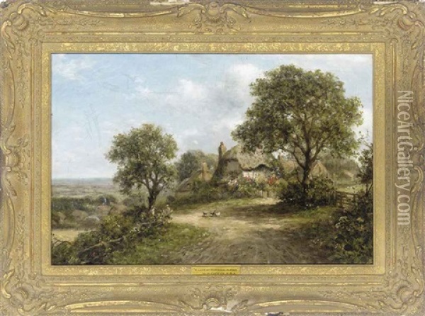A Lane At Horsham, Surrey Oil Painting - Walter Wallor Caffyn