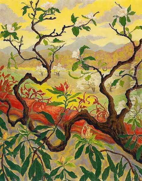 Japanese Style Landscape Oil Painting - Paul-Elie Ranson