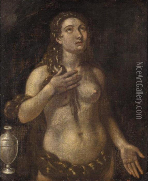 The Penitent Magdalene Oil Painting - Tiziano Vecellio (Titian)