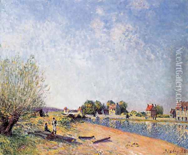 Le canal du Loing a Saint-Mammes Oil Painting - Alfred Sisley