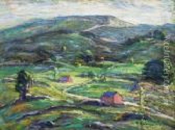 Connecticut Hillside Oil Painting - Ernest Lawson