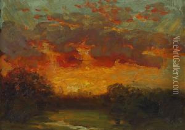 Sunset Oil Painting - Alexis Jean Fournier