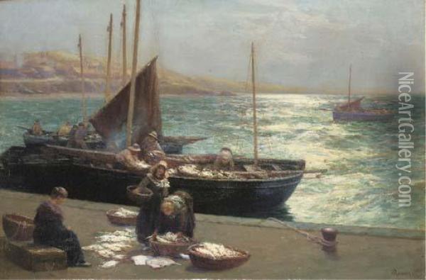 Sorting Fish, Pittenweem Oil Painting - Alexander Young
