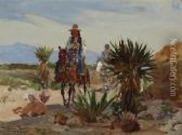 Indians On Horseback Oil Painting - Frank Tenney Johnson