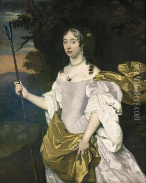 Portrait Of A Lady As A Shepherdess Oil Painting - Sir Peter Lely