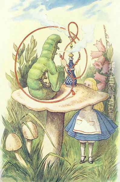 Alice Meets the Caterpillar, illustration from Alice in Wonderland by Lewis Carroll 1832-9 Oil Painting - John Tenniel