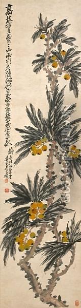 Loquats Oil Painting - Wu Changshuo