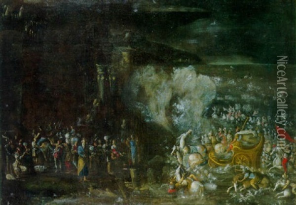 The Destruction Of The Egyptian Army In The Red Sea Oil Painting - Francois de Nome