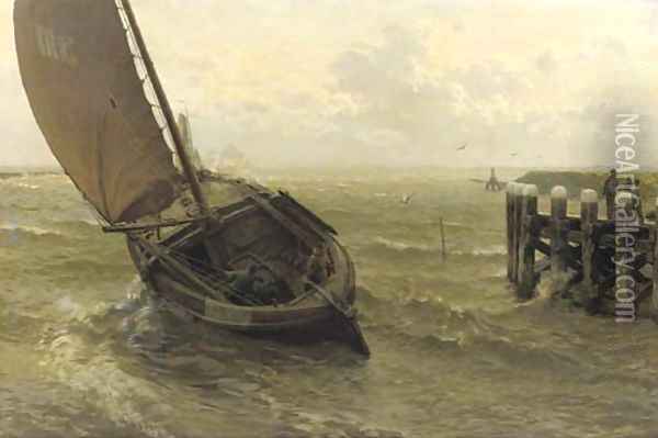 Leaving the Buitenhaven in full sail, Veere Oil Painting - Willem Bastiaan Tholen