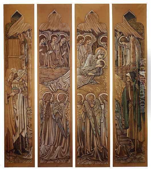 The Nativity Cartoons For Stained Glass At St David's Church Hawarden Oil Painting - Sir Edward Coley Burne-Jones