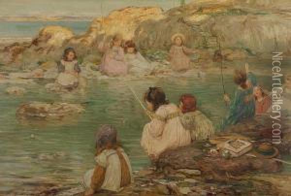 Fisher Girls Oil Painting - Thomas Bromley Blacklock