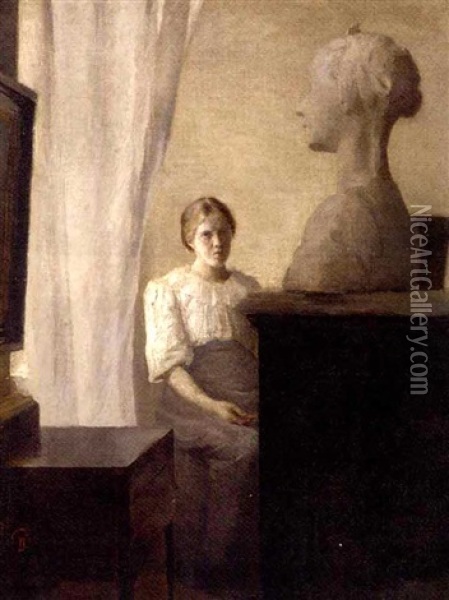 Artistic Contemplation Oil Painting - Peter Vilhelm Ilsted