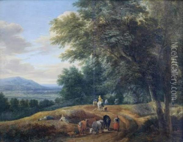 Scene Pastorale Dans Un Paysage De Clairiere Oil Painting - Adriaen Frans Boudewijns