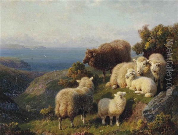 Morning On The Cliffs Of Cornwall Oil Painting - William R.C. Watson