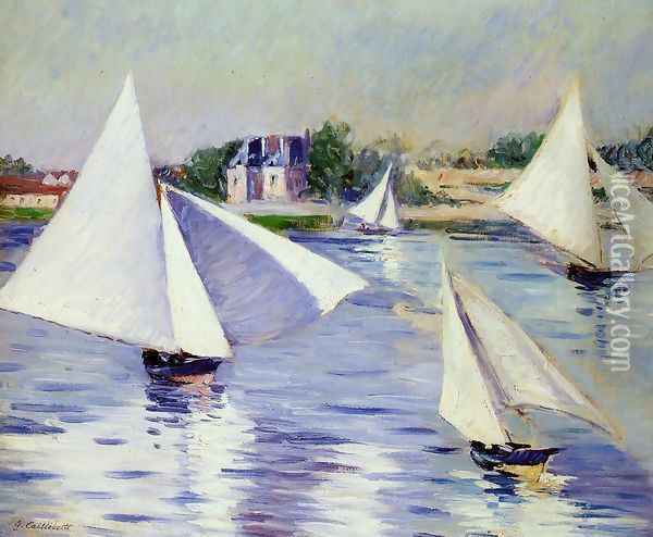 Sailboats On The Seine At Argenteuil Oil Painting - Gustave Caillebotte