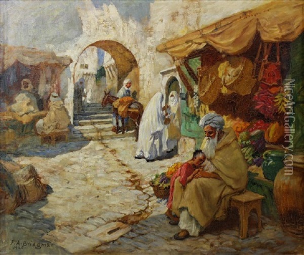The Fruit Seller, 1926 Oil Painting - Frederick Arthur Bridgman