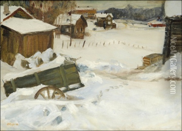 Talvimaisema Helsingista Oil Painting - Alexander Rapp