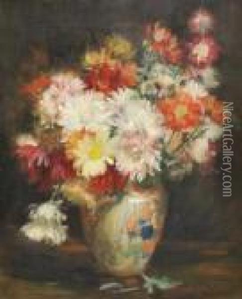 Still-life Of Flowers In Vase Oil Painting - Kate Wylie
